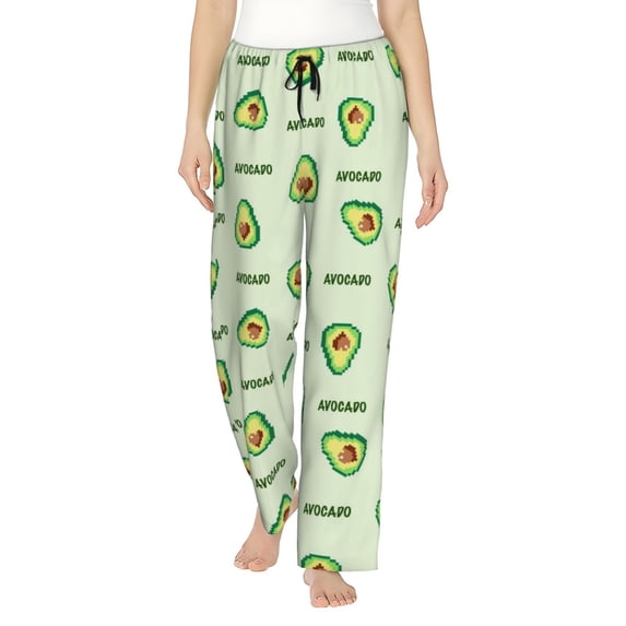 Disketp Green Avocado Print Women'S Comfy Pajama Pants Casual Drawstring Palazzo Lounge Wide Leg Pants