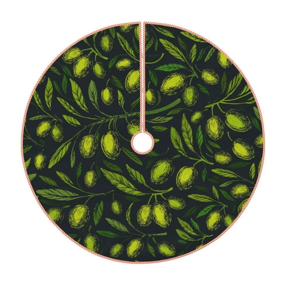 Disketp Green Branch Olive Christmas Tree Skirt, Christmas Tree Decorations, Christmas Decor, Tree Mat Decoration(30-48IN)-30"