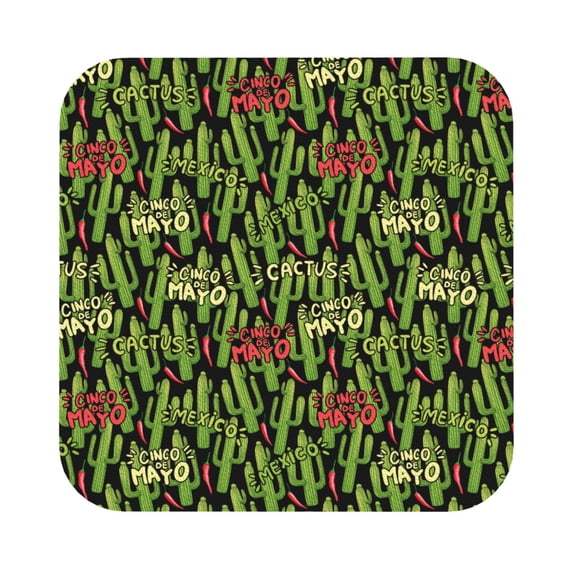 Disketp Green Cacti And Red Chili Funny Coasters,6 Pcs Leather Coasters with Holder, Perfect Housewarming Hostess Gifts,Protect Furniture from Water Marks Scratch and Damage,Square