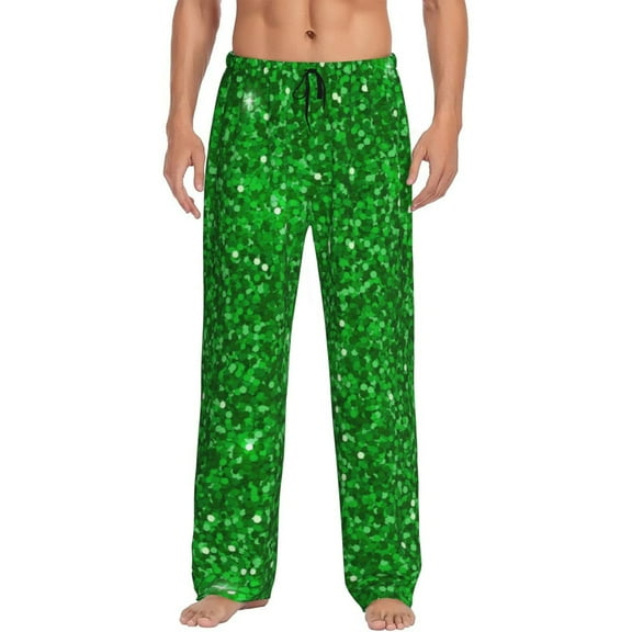 Disketp Green Glitter Men'S Pajama Pants - Ultra Soft Fleece Sleep And Lounge Pants (Size: S-Xxl)