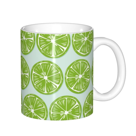 Disketp Green Lemon Slices Large Coffee Mug with Handle Tea Cup Novelty Coffee Cup for Men Women Office Work