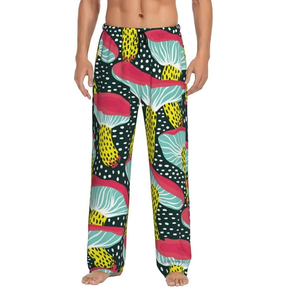 Disketp Green Mushroom Men'S Pajama Pants - Ultra Soft Fleece Sleep And Lounge Pants (Size: S-Xxl)