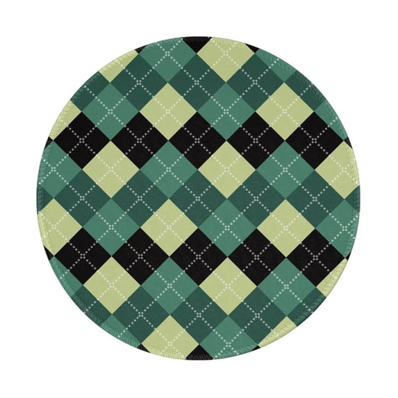 Disketp Green Squares Small Mouse Pad 7.9x7.9 Inches,Washable Round Mousepad for Office Laptop Computer,Non-Slip Rubber Base Mouse Pads for Wireless Mouse