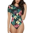 thumbnail image 1 of Disketp Green Tropical Leaves for Women's Short-Sleeved Onesie Fit Top T-Shirt Round Neck Basic Casual T-shirt Bodysuits-Large, 1 of 7