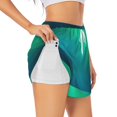 thumbnail image 1 of Disketp Green Turquoise Teal Print Women's Shorts Workout Shorts for Athletic Gym Running Shorts with Phone Pockets Medium, 1 of 5