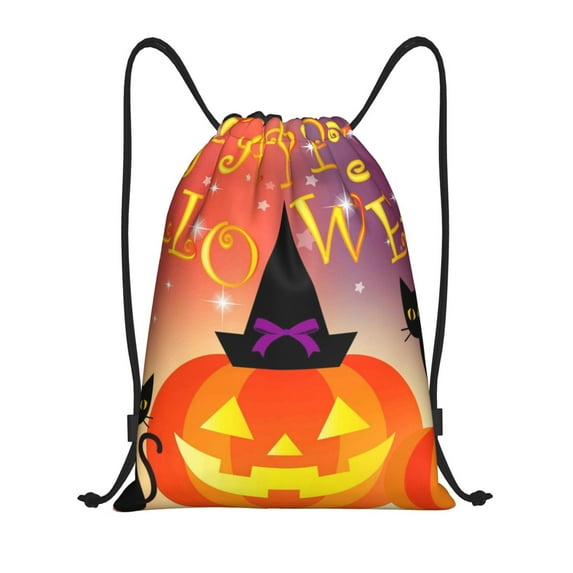 Disketp Halloween Drawstring Backpack Drawstring Gym Bags Draw String Bags for Sports, Gym, Travel, Swimming, Beach-Medium