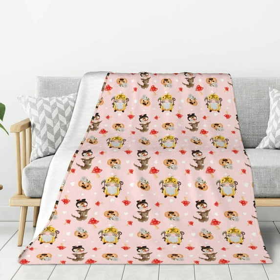 Disketp Halloween Gnomes Cozy Flannel Fleece Throw Blanket: Has a velvety texture for All Seasons - Perfect for Women, Men, & Kids"60"x50"