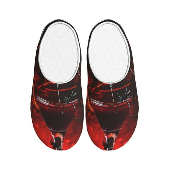 Disketp Halloween Vampire Party Women's Men's Slippers Plush Slip-On House Slipper for Winter Indoor Soft Cushion Non-slip Fluffy Slides Slippers-13
