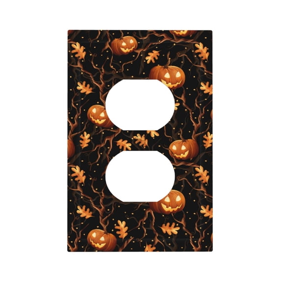 Disketp Halloween With Pumpkins Decorator Light Switch or Receptacle Outlet Wall Plate Decorator Wall Plate Child Safe Outlet Cover-Style S