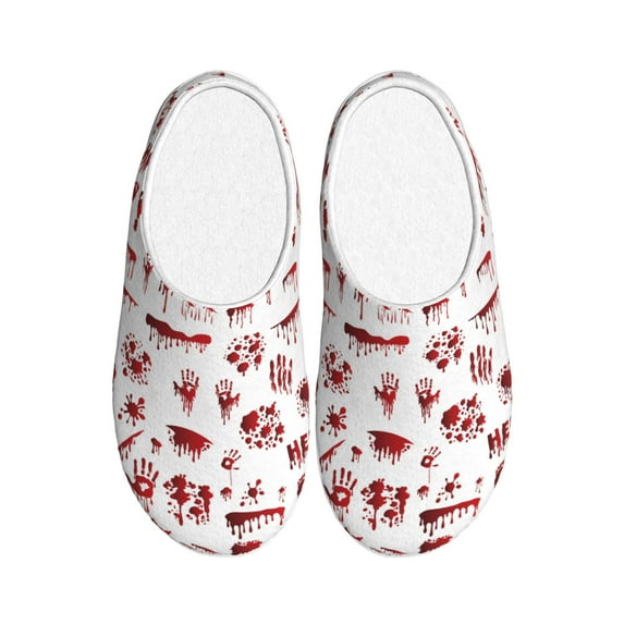 Disketp Halloween Women's Men's Slippers Plush Slip-On House Slipper for Winter Indoor Soft Cushion Non-slip Fluffy Slides Slippers-39/40