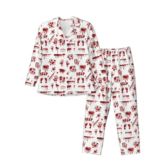 Disketp Halloween for Pajamas Set Long Sleeve Sleepwear Mens Button Down Nightwear Pj Sets-Small