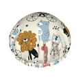 thumbnail image 1 of Disketp Hand Drawn Animals Shower Caps,Reusable Shower Cap For Women, Double Layer Waterproof Hair Cap, Large Size For All Hair Lengths,For Girls Spa Home Salon Use, 1 of 9
