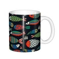 thumbnail image 1 of Disketp Hand Drawn Colorful Fishes Large Coffee Mug with Handle Tea Cup Novelty Coffee Cup for Men Women Office Work, 1 of 6