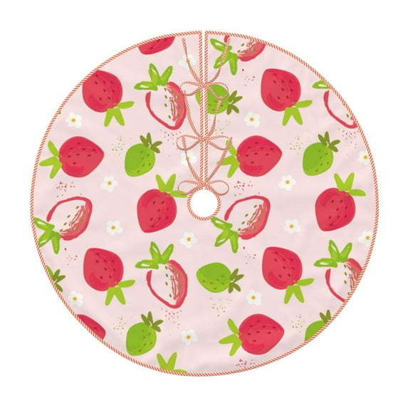 Disketp Hand Drawn Strawberry Christmas Tree Skirt, Christmas Tree Decorations, Christmas Decor, Tree Mat Decoration(30-48IN)-48"