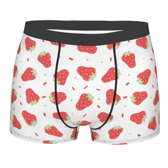 Disketp Hand Drawn Strawberry Men's Boxer Briefs,Soft and Breathable Cotton Underwear with ComfortFlex Waistband