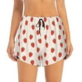 thumbnail image 1 of Disketp Hand Drawn Strawberry Print Women's Shorts Workout Shorts for Athletic Gym Running Shorts with Phone Pockets, 1 of 8