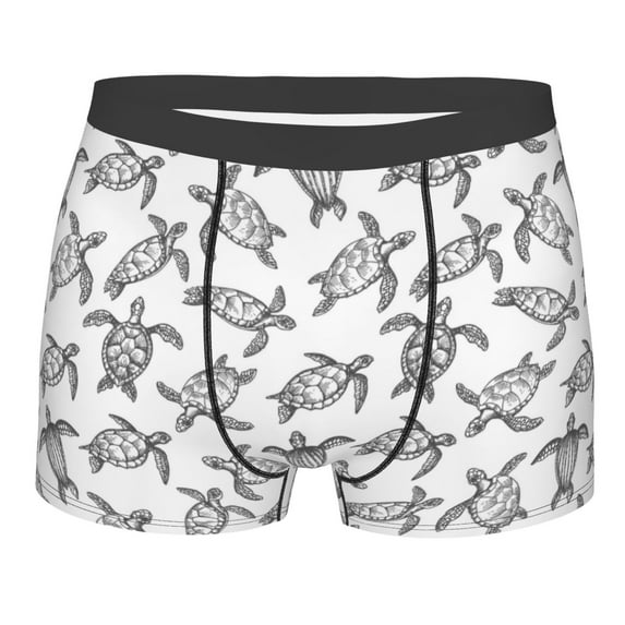 Disketp Hand Drawn Turtle Men's Boxer Briefs,Soft and Breathable Cotton Underwear with ComfortFlex Waistband