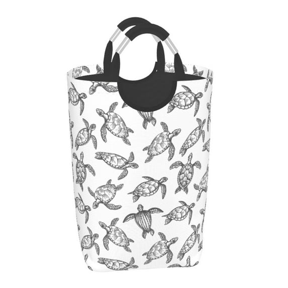 Disketp Hand Drawn Turtle Square Laundry Bag Large Collapsible Dirty Clothes Bags With Handles Waterproof Essentials Storage For College Dorm, Family