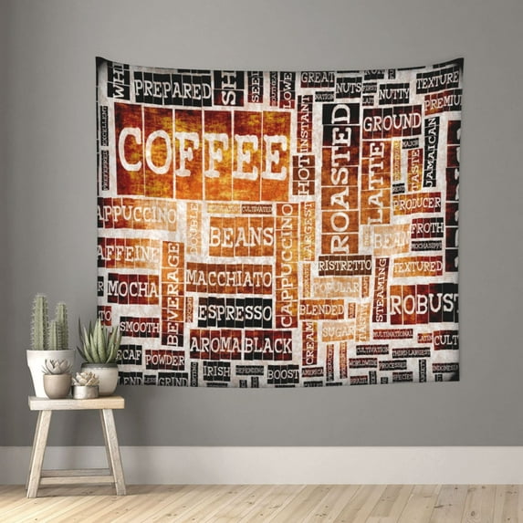 Disketp Hand Drawn Vintage Coffee Tapestry 60x51 InchesTapestry for Living Room Bedroom Home