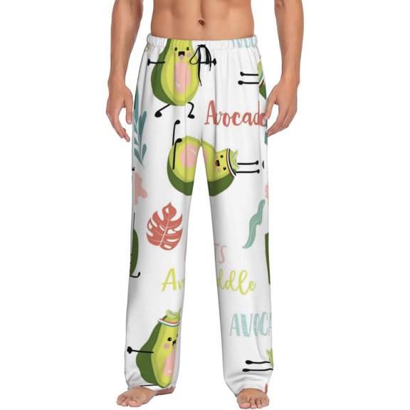 Disketp Happy Avocado Men'S Pajama Pants - Ultra Soft Fleece Sleep And Lounge Pants (Size: S-Xxl)