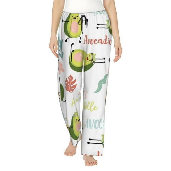 Disketp Happy Avocado Print Women'S Comfy Pajama Pants Casual Drawstring Palazzo Lounge Wide Leg Pants