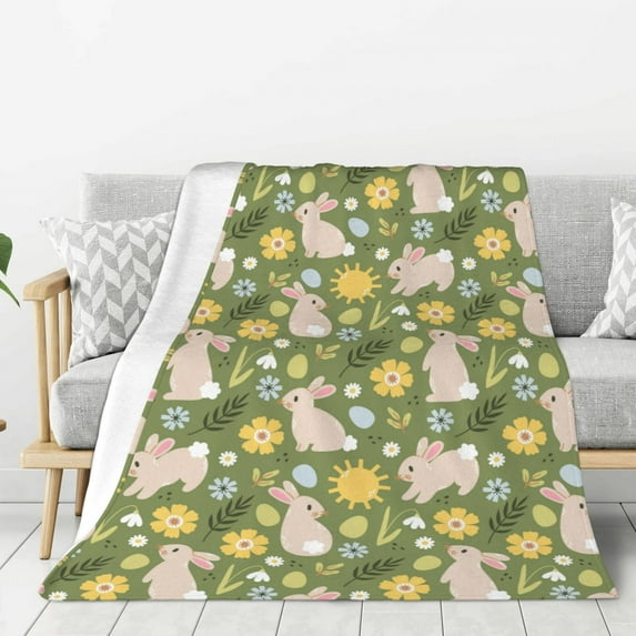 Disketp Happy Easter Cozy Flannel Fleece Throw Blanket: Has a velvety texture for All Seasons - Perfect for Women, Men, & Kids"40"x30"