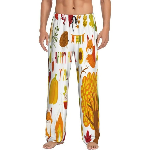 Disketp Happy Fall Y'All Men'S Pajama Pants - Ultra Soft Fleece Sleep And Lounge Pants (Size: S-Xxl)