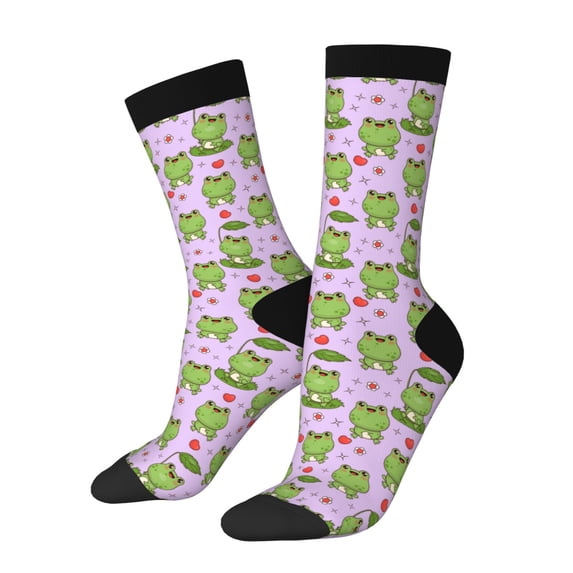 Disketp Happy Frogs1 Unisex Crew Socks Lightweight Breathable Ventilation Ankle Socks, Mid-calf socks for Daily