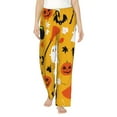thumbnail image 1 of Disketp Happy Halloween 3 Print Women'S Comfy Pajama Pants Casual Drawstring Palazzo Lounge Wide Leg Pants, 1 of 9