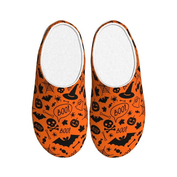 Disketp Happy Halloween 6 Women's Men's Slippers Plush Slip-On House Slipper for Winter Indoor Soft Cushion Non-slip Fluffy Slides Slippers-39/40