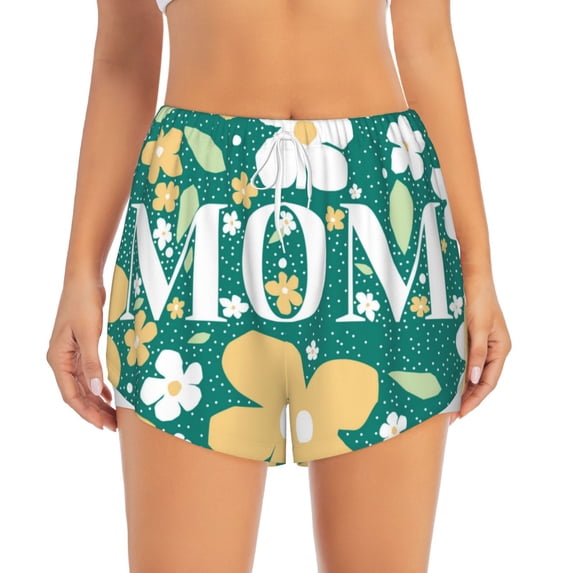 Disketp Happy Mother's Day1 Print Women's Shorts Workout Shorts for Athletic Gym Running Shorts with Phone Pockets Medium