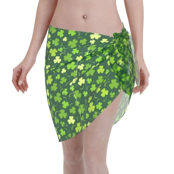 Disketp Happy St. Patrick'S Day Women Swimsuit Cover Up Short Chiffon Summer Beach Sarong Bikini Wrap Skirt Bathing Suit