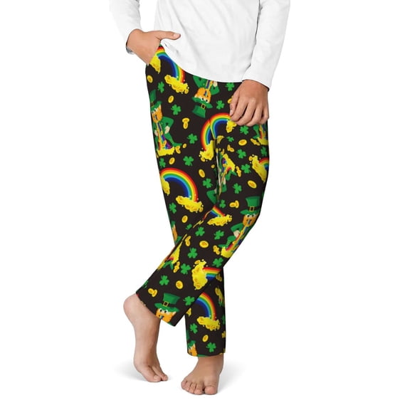 Disketp Happy St. Patrick's Day for Teenagers' Pajama Pants ,Lounge Pants Teen joggers Ideal for Home, School, or Sports-Large