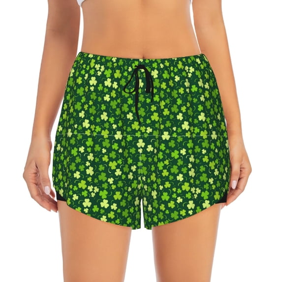 Disketp Happy St. Patrick's day Print Women's Shorts Workout Shorts for Athletic Gym Running Shorts with Phone Pockets Medium