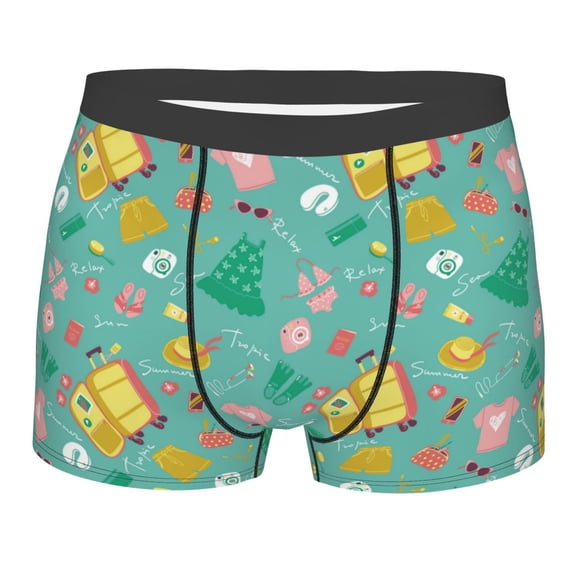Disketp Happy Summer Men's Boxer Briefs,Soft and Breathable Cotton Underwear with ComfortFlex Waistband