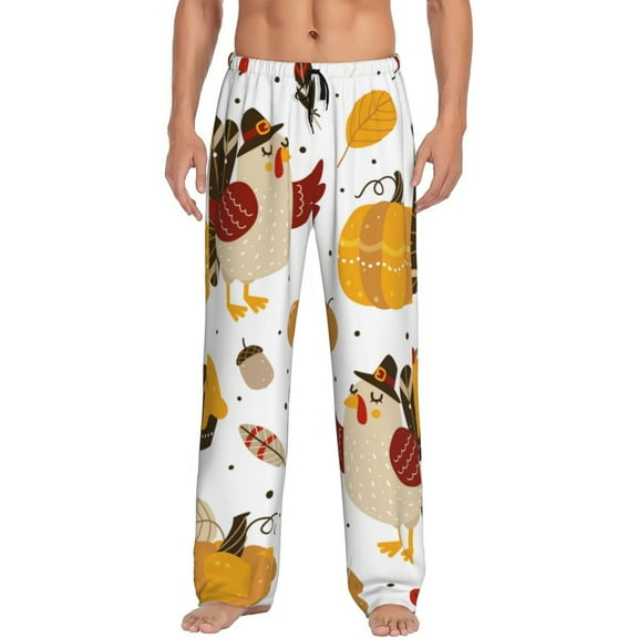 Disketp Happy Thanksgiving Men'S Pajama Pants - Ultra Soft Fleece Sleep And Lounge Pants (Size: S-Xxl)