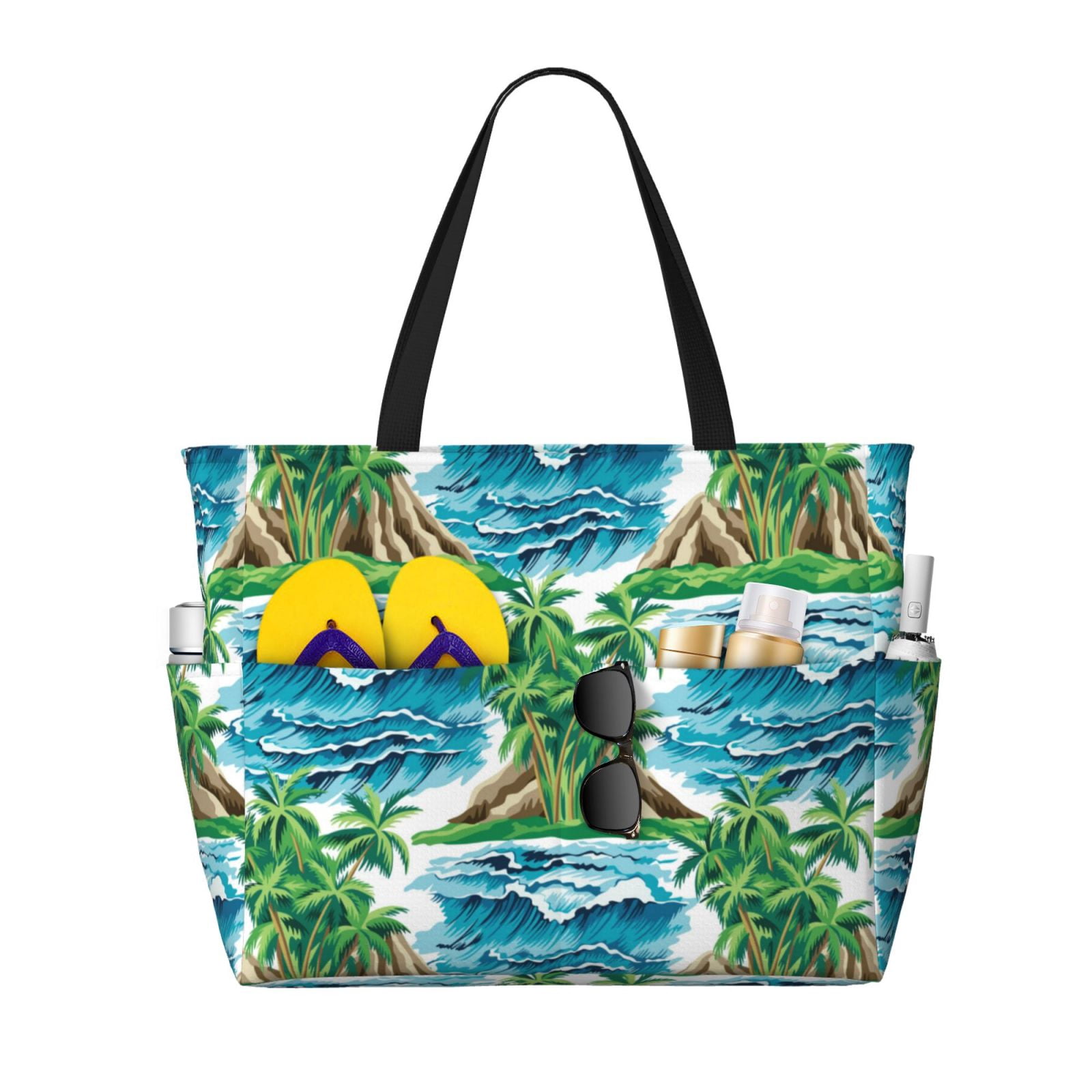 Disketp Hawaii Palms Large Capacity Beach Bag, Waterproof Sandproof ...