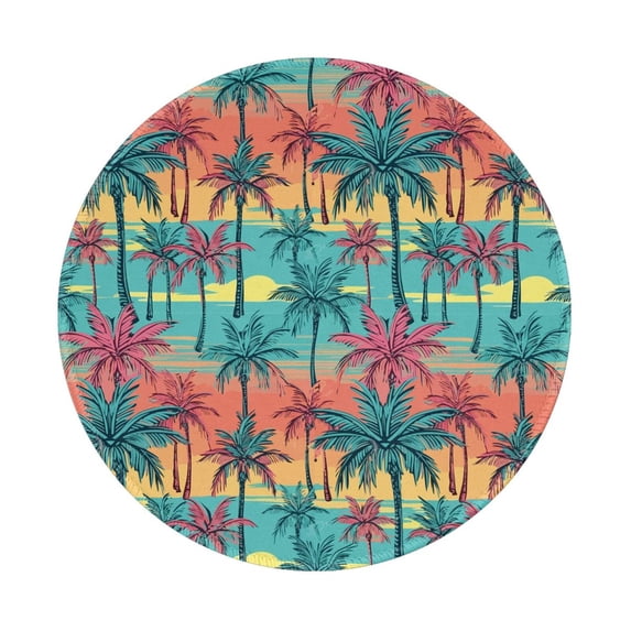 Disketp Hawaii Palms Small Mouse Pad 7.9x7.9 Inches,Washable Round Mousepad for Office Laptop Computer,Non-Slip Rubber Base Mouse Pads for Wireless Mouse