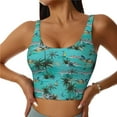 thumbnail image 1 of Disketp Hawaii Palms for Breathable Sports Vest for Yoga, Fitness, and Dance Women's Sports Vest with Performance Stretch-Small, 1 of 8