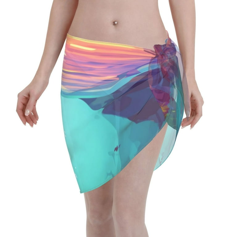 Disketp Hawaiian Island Dolphin Women Swimsuit Cover Up Short