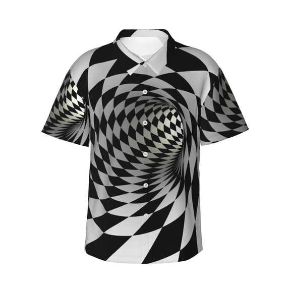 Disketp Hawaiian Shirts For Men,3d Vortex Illusion Print Mens Casual Short Sleeve Button Down Shirts Beach Shirt