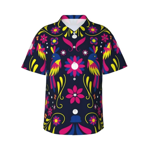 Disketp Hawaiian Shirts For Men,Colorful Mexican Print Mens Casual Short Sleeve Button Down Shirts Beach Shirt