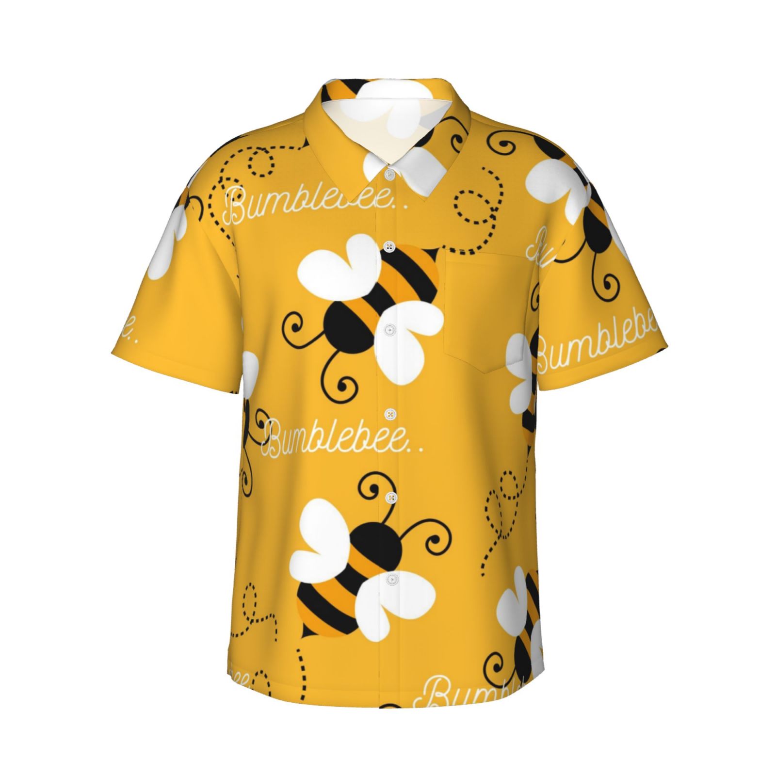Men's Hawaiian Shirt Short Sleeve - Tropical Bee Honey Print Aloha Beach Shirt (Multicolor)