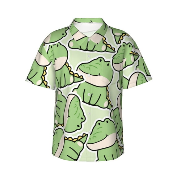 Disketp Hawaiian Shirts For Men,Cute Crocodile Print Mens Casual Short Sleeve Button Down Shirts Beach Shirt