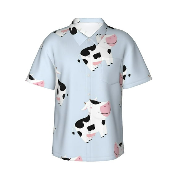 Disketp Hawaiian Shirts For Men,Cute Farm Cow Print Mens Casual Short Sleeve Button Down Shirts Beach Shirt