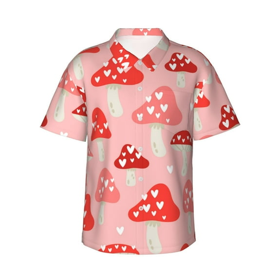 Disketp Hawaiian Shirts For Men,Cute Mushroom1 Print Mens Casual Short Sleeve Button Down Shirts Beach Shirt