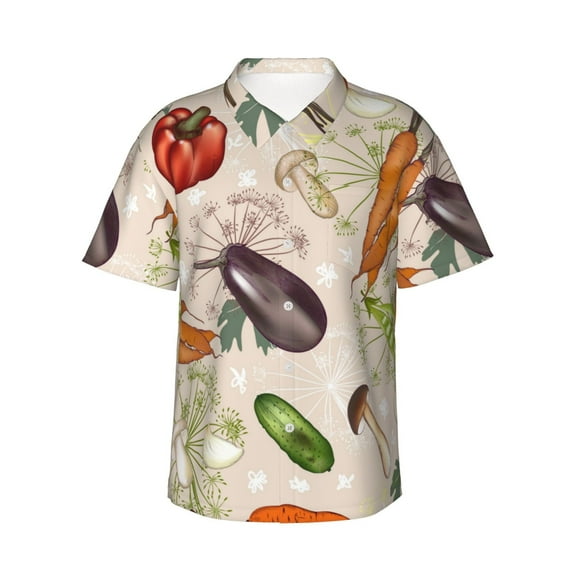 Disketp Hawaiian Shirts For Men,Cute Vegetables Print Mens Casual Short Sleeve Button Down Shirts Beach Shirt
