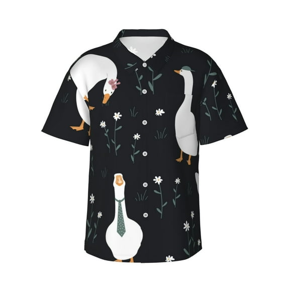 Disketp Hawaiian Shirts For Men,Fashionable Goose Print Mens Casual Short Sleeve Button Down Shirts Beach Shirt