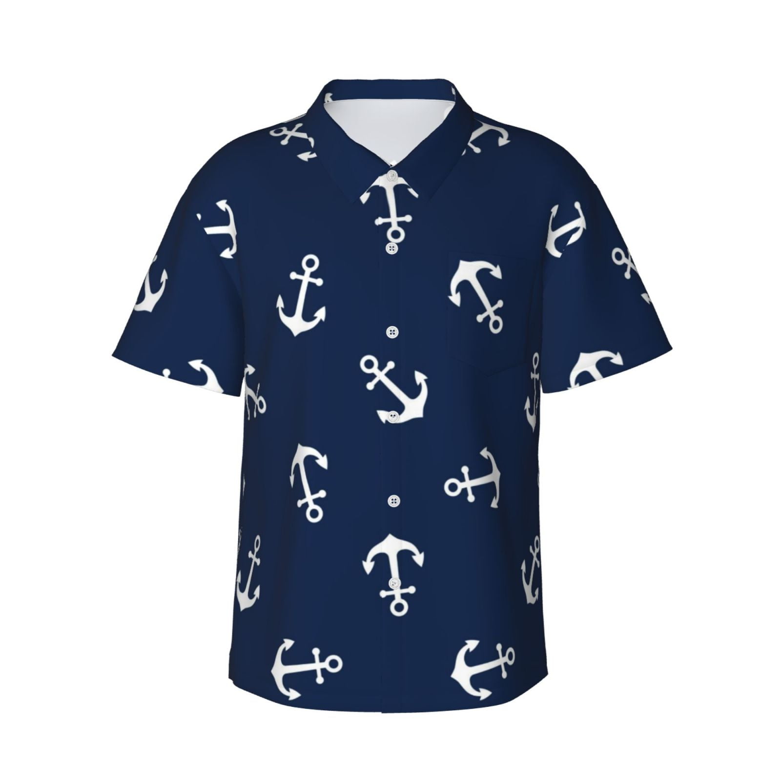 Disketp Hawaiian Shirts For Men,Nautical Themed Simple Anchors Print ...