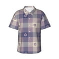 thumbnail image 1 of Disketp Hawaiian Shirts For Men,Purple Floral Gingham Check Plaid Print Mens Casual Short Sleeve Button Down Shirts Beach Shirt, 1 of 7